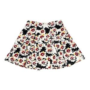 Sorad by ATV Floral Print Pleated Skirt Women's Size S White‎ Black Red Yellow
